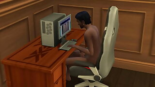Indian Stepson masturbating hither front of adding machine